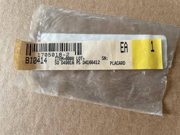 Cessna Limitation Placard. New - part number 1705018-2 (view 2)