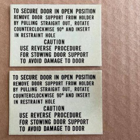 Door Operation Placards. New Old Stock - part number Unknown