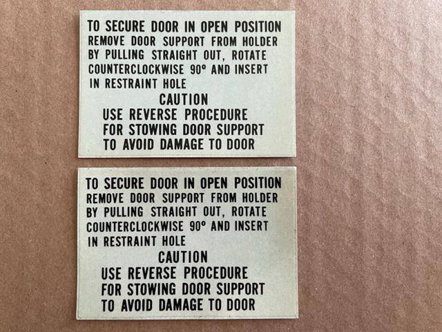 Door Operation Placards. New Old Stock - part number Unknown