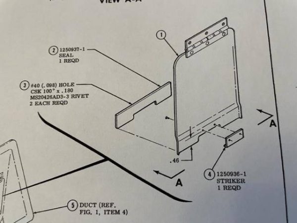 Cessna T210, T206 Turbocharger Alternate Air Door Modification Striker Plate. New Old Stock - part number 1250936-1 (view 4)