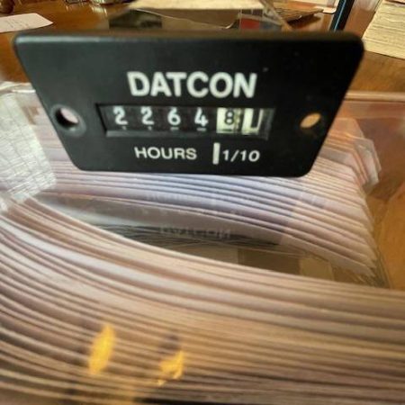 Datcon Hours Meter Indicator.  8-32 VDC.  Used.  2,264.8 Hours Displayed.