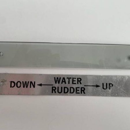 Lake LA4 Water Rudder Position Placard. Used