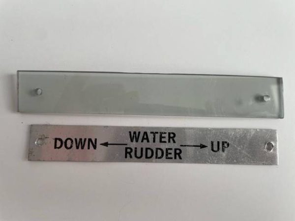 Lake LA4 Water Rudder Position Placard. Used