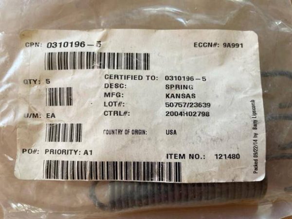 Cessna 180 LEFT Rudder Return Springs. New Old Stock - part number 0310196-5 (view 4)