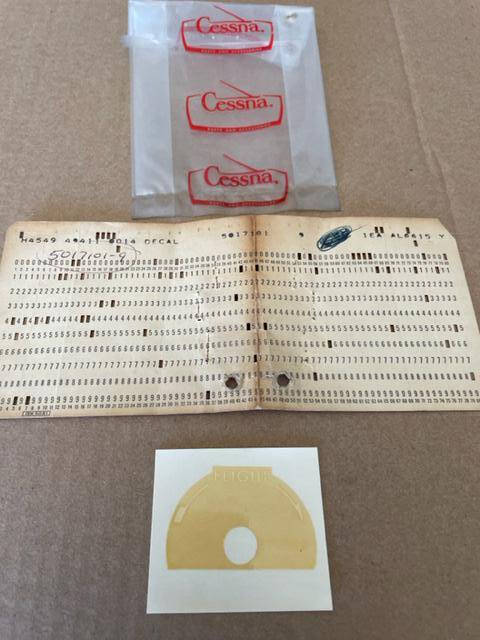 Cessna Rheostat Placard "Flight". New - part number 5017101-9