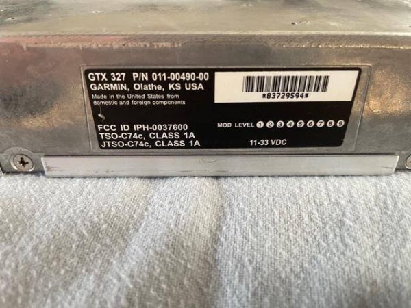 Garmin GTX 327 Digital Transponder. Used - part number 011-00490-00 (view 1)