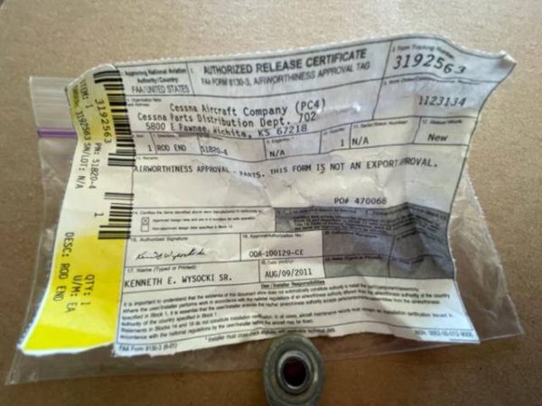 Cessna S1820-4 Rod End. New - part number S1820-4 (view 3)