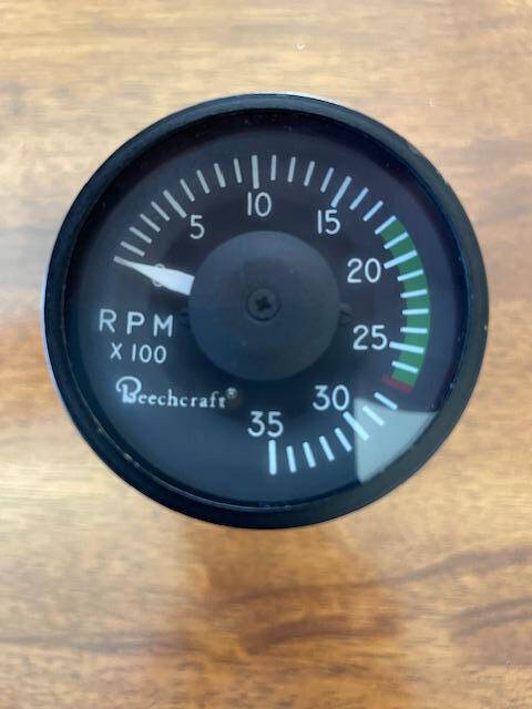 Beechcraft United Instruments A36 Tachometer. Used - part number 102-380011-23 (Beechcraft)