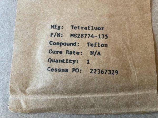 Tetrafluor Teflon Retainer Ring. PN MS28774-135. New Old Stock - part number MS28774-135 (view 1)