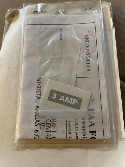 Beechcraft King Air Large "3 AMP" Decal. New - part number 101-344097-47