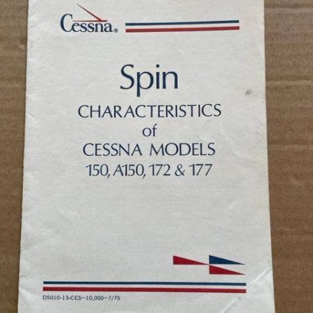 Cessna Spin Characteristics For 150, A150, 172 & 177 Book.  Used.