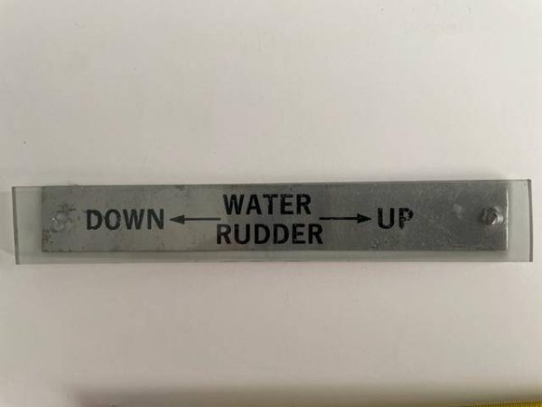 Lake LA4 Water Rudder Position Placard. Used (view 2)
