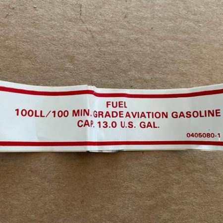 Cessna 150, Cessna 152 13.0 Gallon Fuel Tank Placard. New Old Stock - part number No (part number)