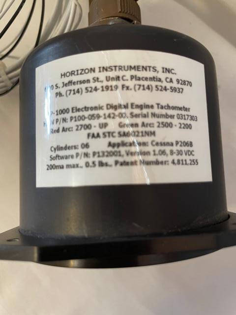 Horizon Instruments P-1000 Digital Engine Tachometer For 6 Cylinder. Used - part number P100-059-142-00 (view 4)