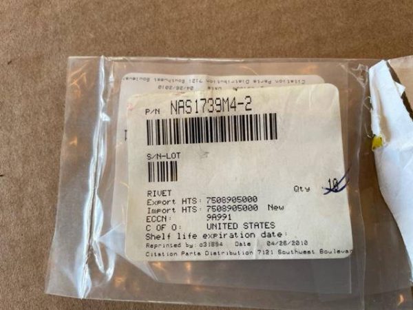 Cessna Citation Countersunk Rivet. NAS1739M4-2. New Old Stock - part number NAS1739M4-2 (view 2)