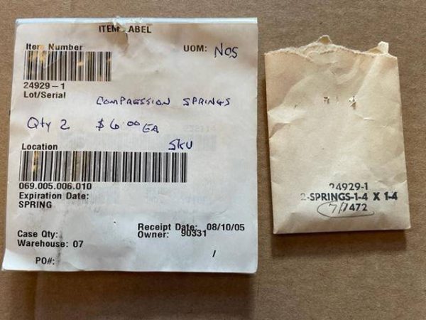 Compression Springs. 1 1/2". New Old Stock - part number 24929-1 (view 2)