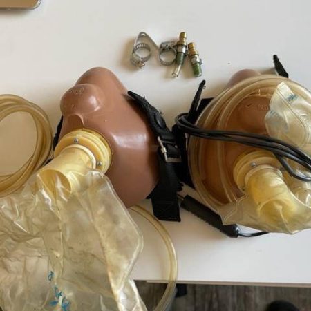 Scott Oxygen Masks With Comm Plugs.  Old.  Used.