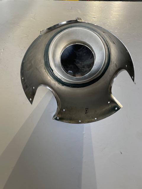 Cessna 206 & 210 Hartzell 3-Blade Spinner & Aft Bulkhead. Used - part number 1250419K200 or 1250419-2 or C-4586P (Hartzell dome #) or C-4583-3P (aft bulkhead) (view 8)