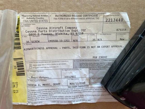 Cessna Screws. New - part number CM3558-10-12G1 (view 2)