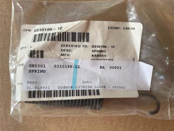 Cessna 172 Rudder Return Spring. New - part number 0310196-12