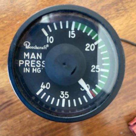 Beechcraft Arsenic A36 Manifold Pressure Gauge.  Used.