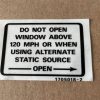 Cessna Limitation Placard. New - part number 1705018-2