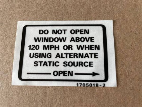 Cessna Limitation Placard. New - part number 1705018-2