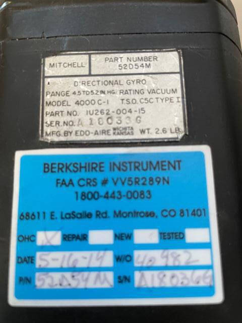 Mitchell Edo Aire 4000C-1 Directional Gyro With Autopilot Function. Used - part number 52D54M (view 5)