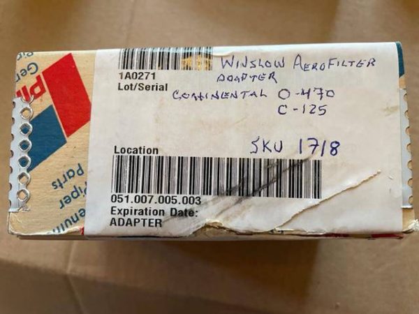 Piper-Winslow Aerofilter Adapter For Continental O-470 & C-125. New Old Stock - part number 1A0271 (Winslow part number) (view 3)