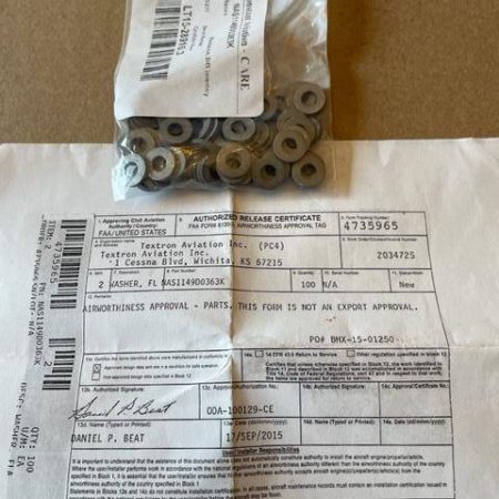Cessna Citation Aluminum Washers.  PN NAS1149D0363K.  New.