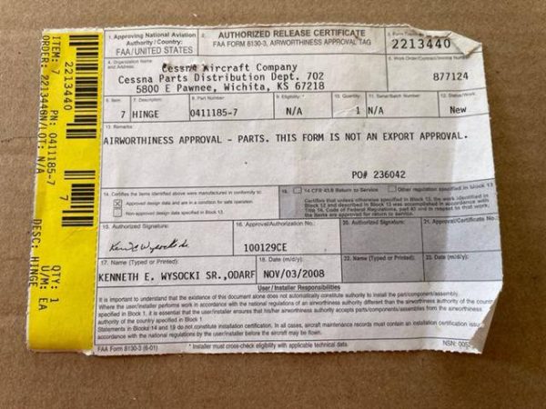 Cessna Single Engine Cabin Window Attach Hinge. New - part number 0411185-7 (view 5)